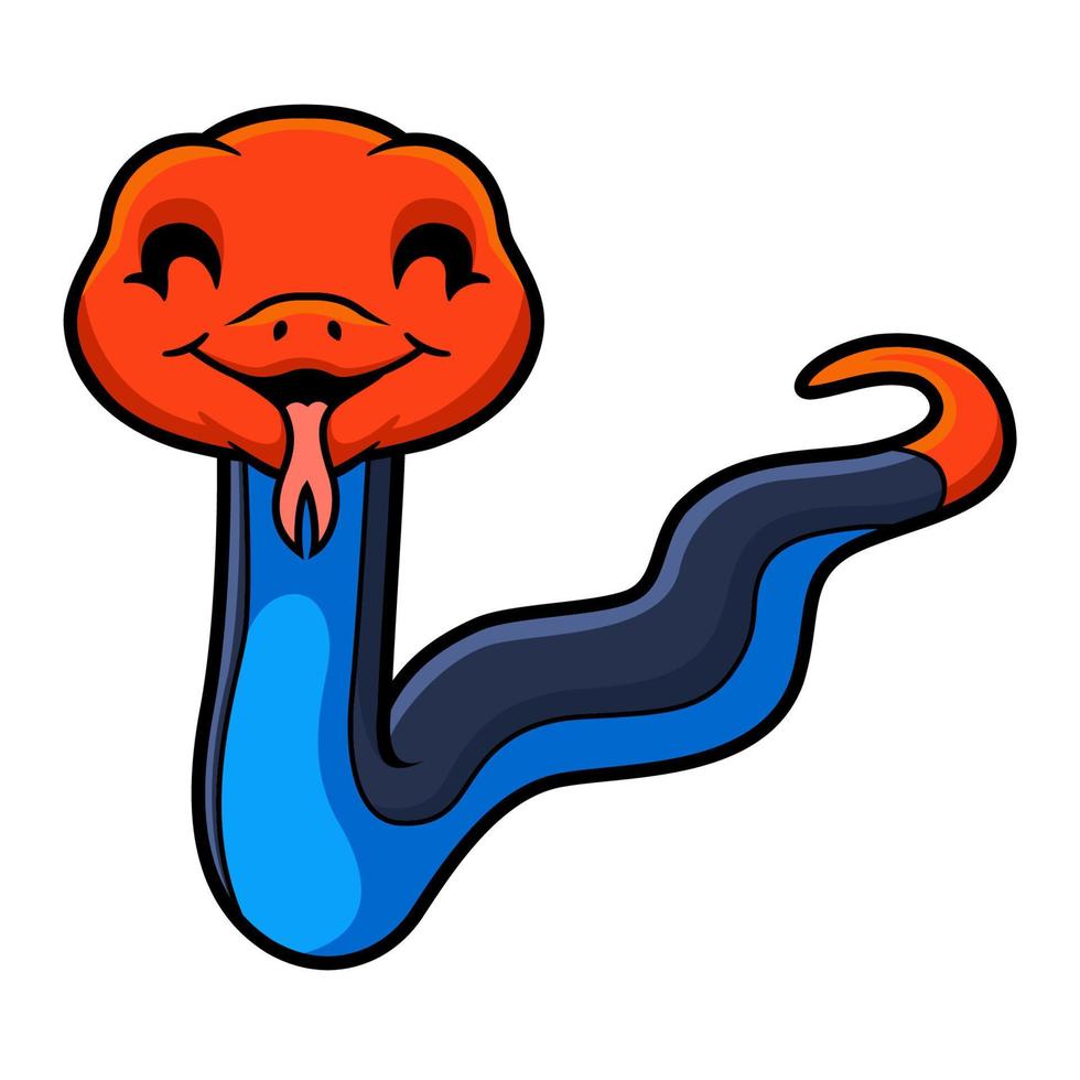 dessin animé mignon de serpent krait à tête rouge vecteur