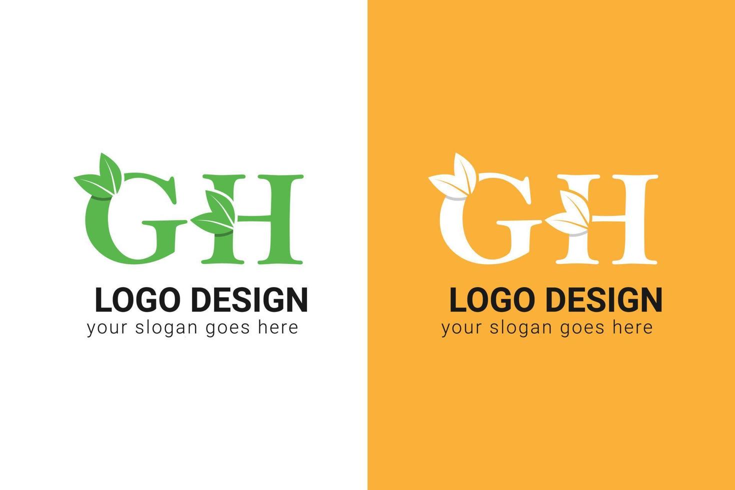 logo écologie gh lettres avec feuille verte. gh lettres eco logo avec feuille. police de caractères vectorielle pour affiches nature, emblème écologique, identité végétalienne, cartes à base de plantes et botaniques, etc. vecteur