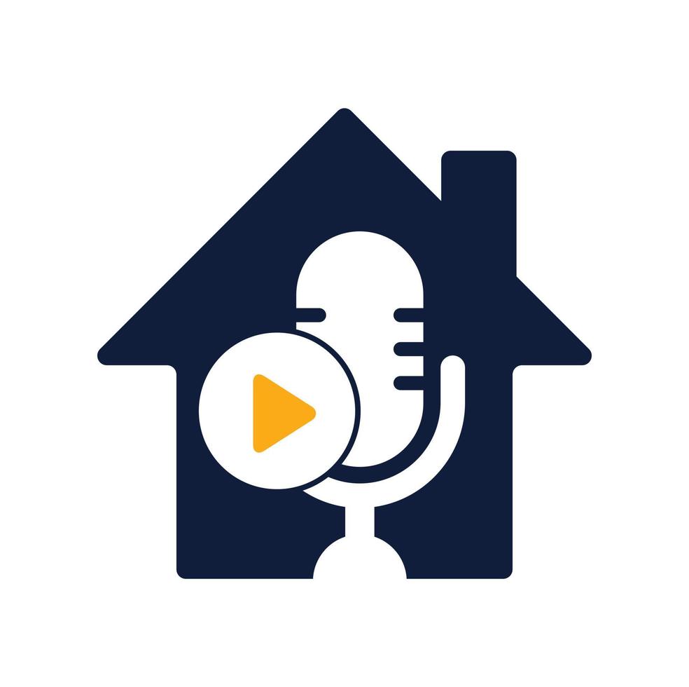 création de modèle de logo de podcast de lecture vidéo. création de logo de chaîne de podcast ou de radio vecteur