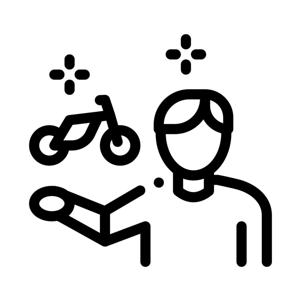 désir homme de louer un vélo icône vecteur contour illustration