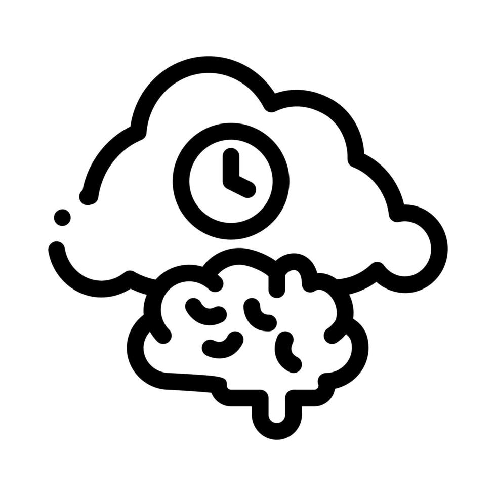 cerveau nuage horloge icône vecteur contour illustration