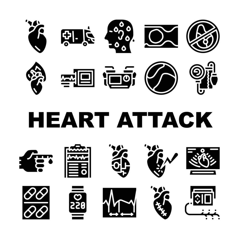 icônes de collection de maladie de crise cardiaque définies vecteur