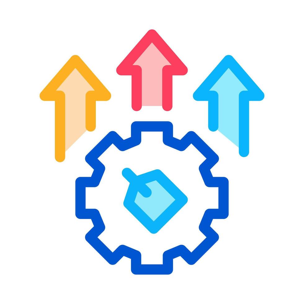 engrenage flèches étiquette icône vecteur contour illustration