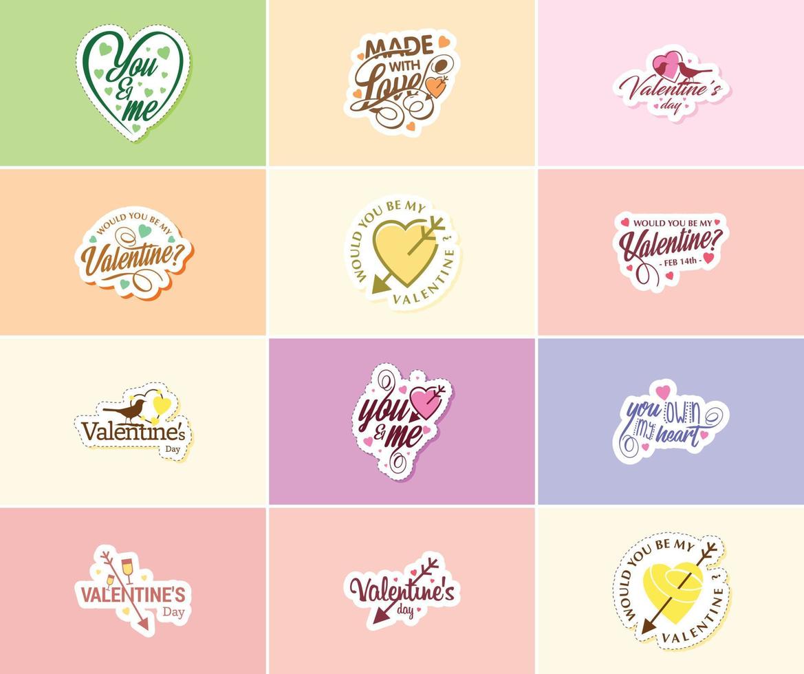 célébrer la magie de l'amour le jour de la saint valentin stickers vecteur