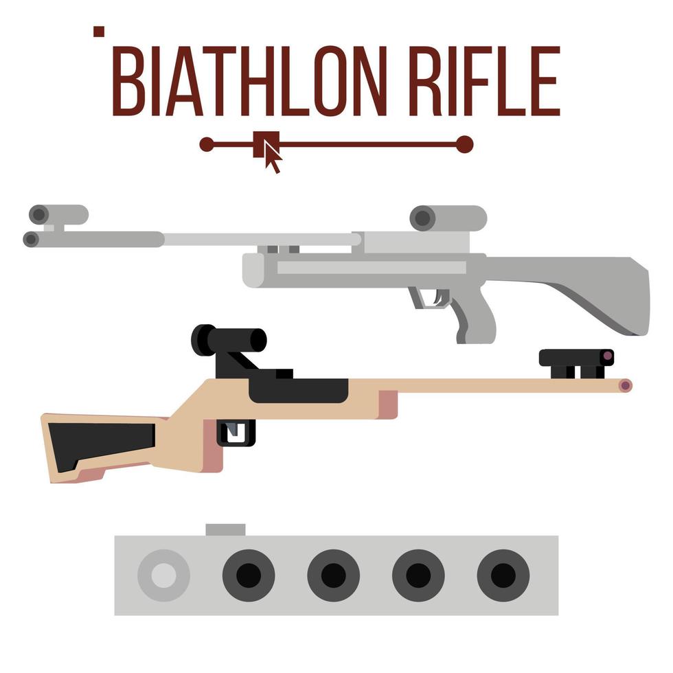 vecteur de fusil de biathlon. équipement d'arme de sport et cible. jeu d'hiver. illustration plate isolée