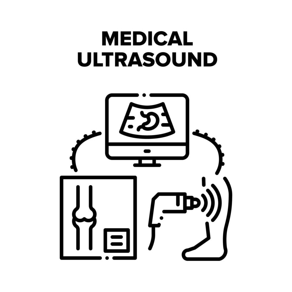 illustration noire de vecteur d'appareil à ultrasons médical