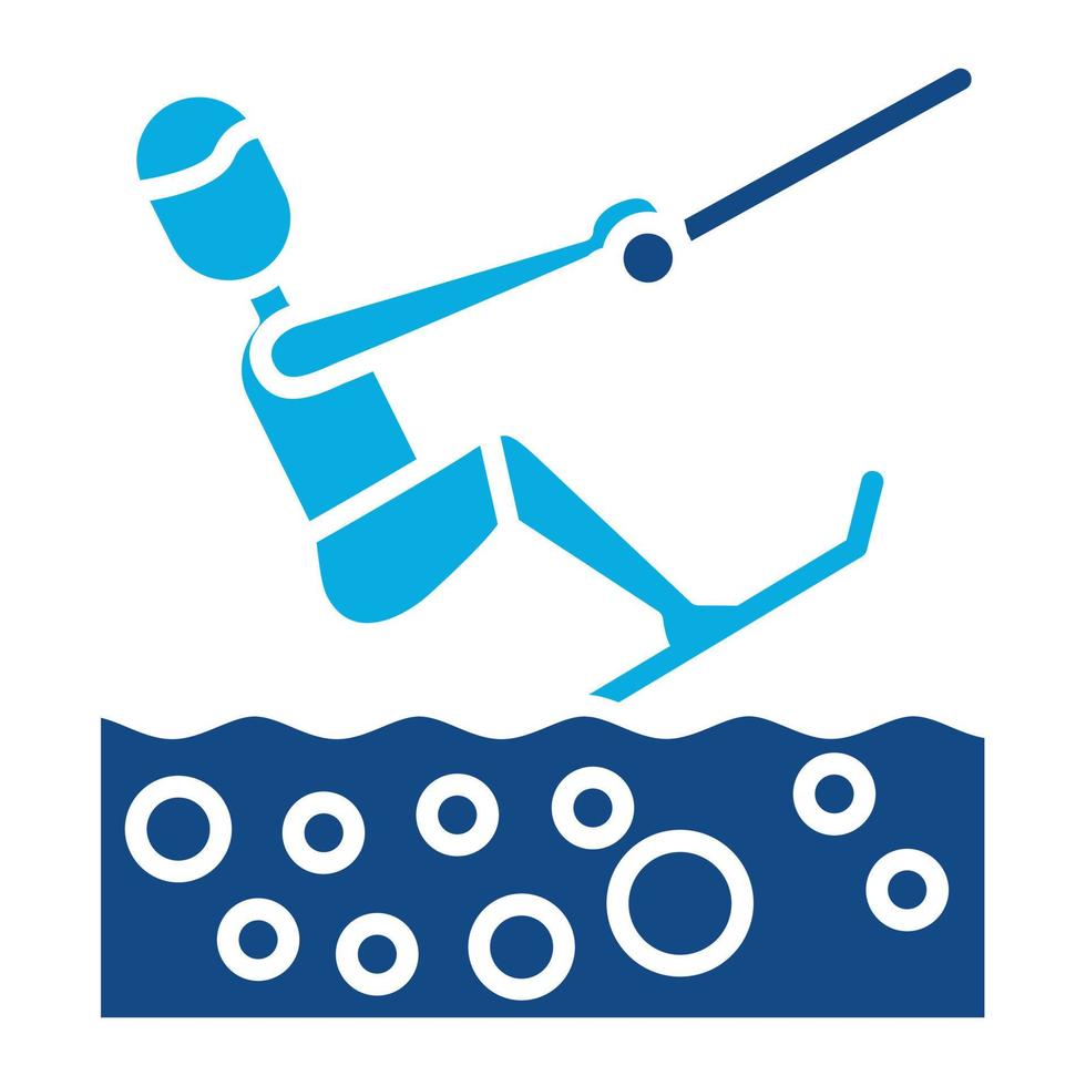 icône de deux couleurs de glyphe de ski nautique vecteur