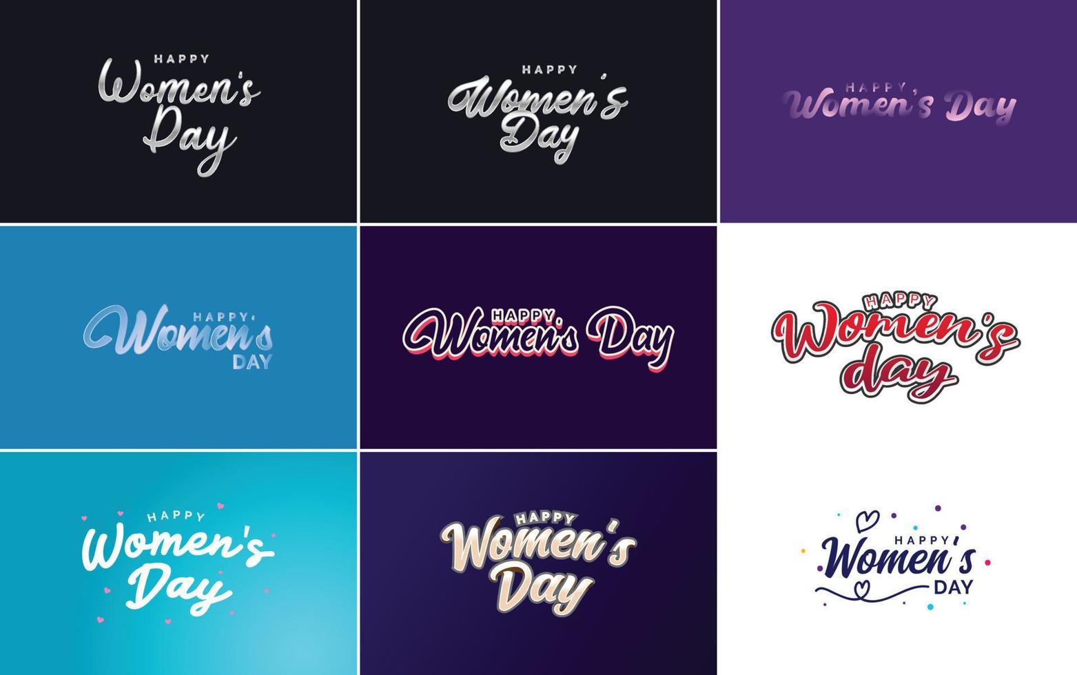 ensemble d'éléments de conception typographique rose happy women's day pour cartes de voeux vecteur