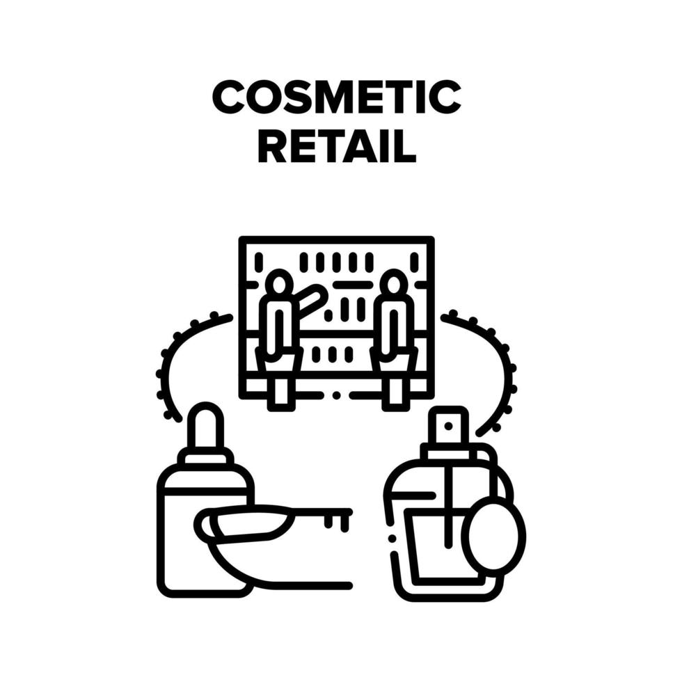 illustration noire de vecteur de vente au détail cosmétique