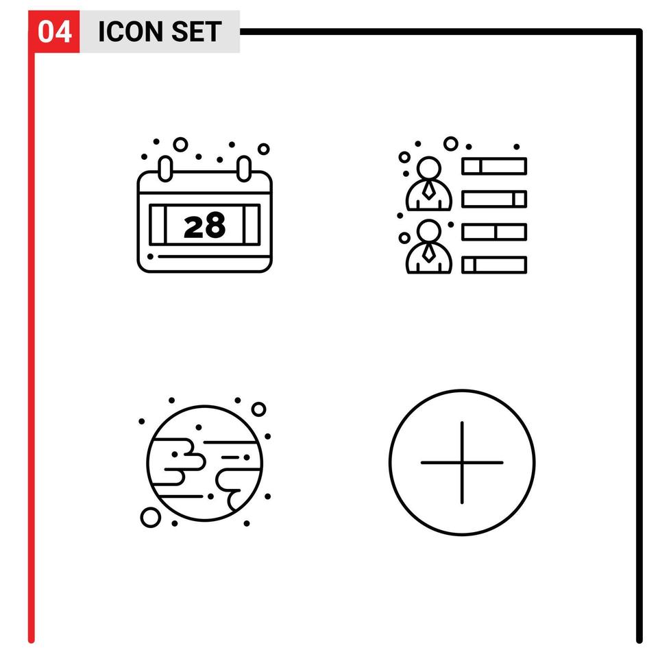 4 icônes créatives signes et symboles modernes du calendrier lune homme d'affaires équipe compétences cercle éléments de conception vectoriels modifiables vecteur