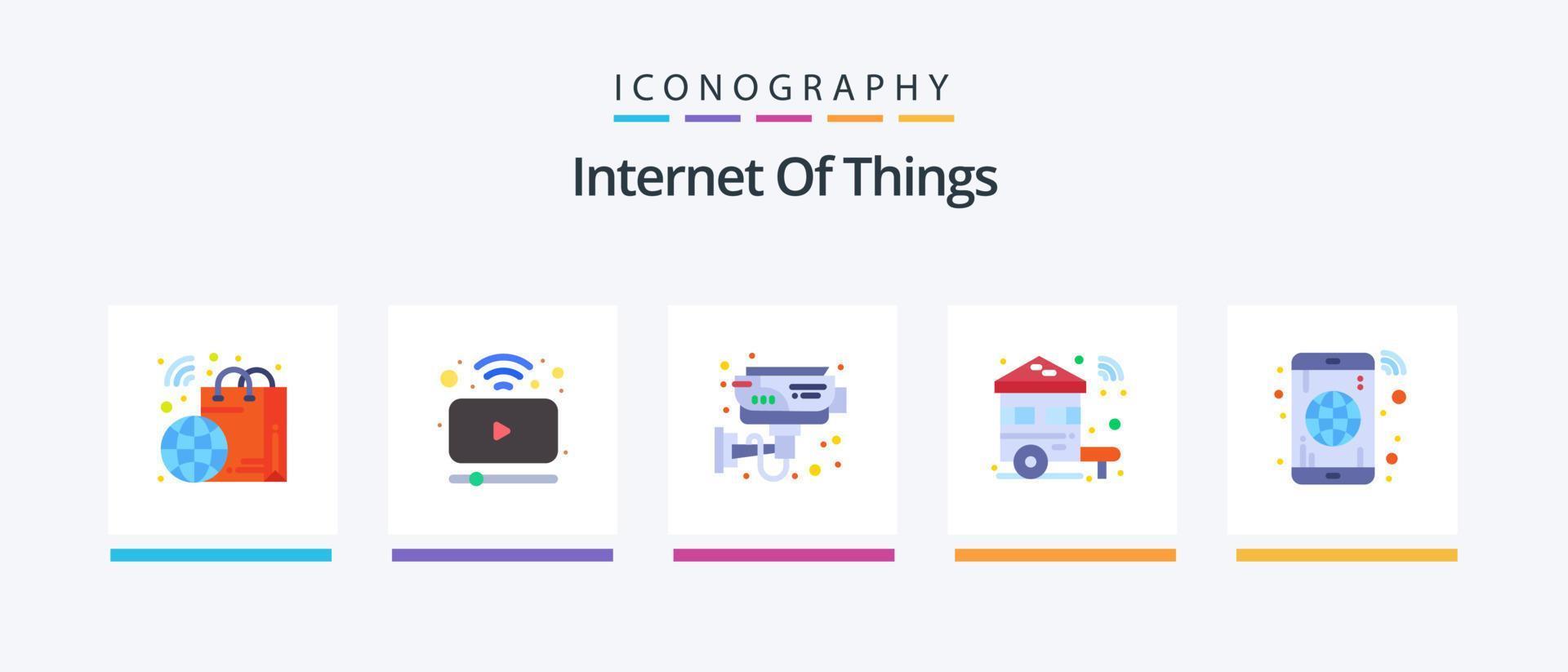 pack d'icônes plat 5 pour l'internet des objets, y compris l'application. Wifi. électronique. changer. domicile. conception d'icônes créatives vecteur