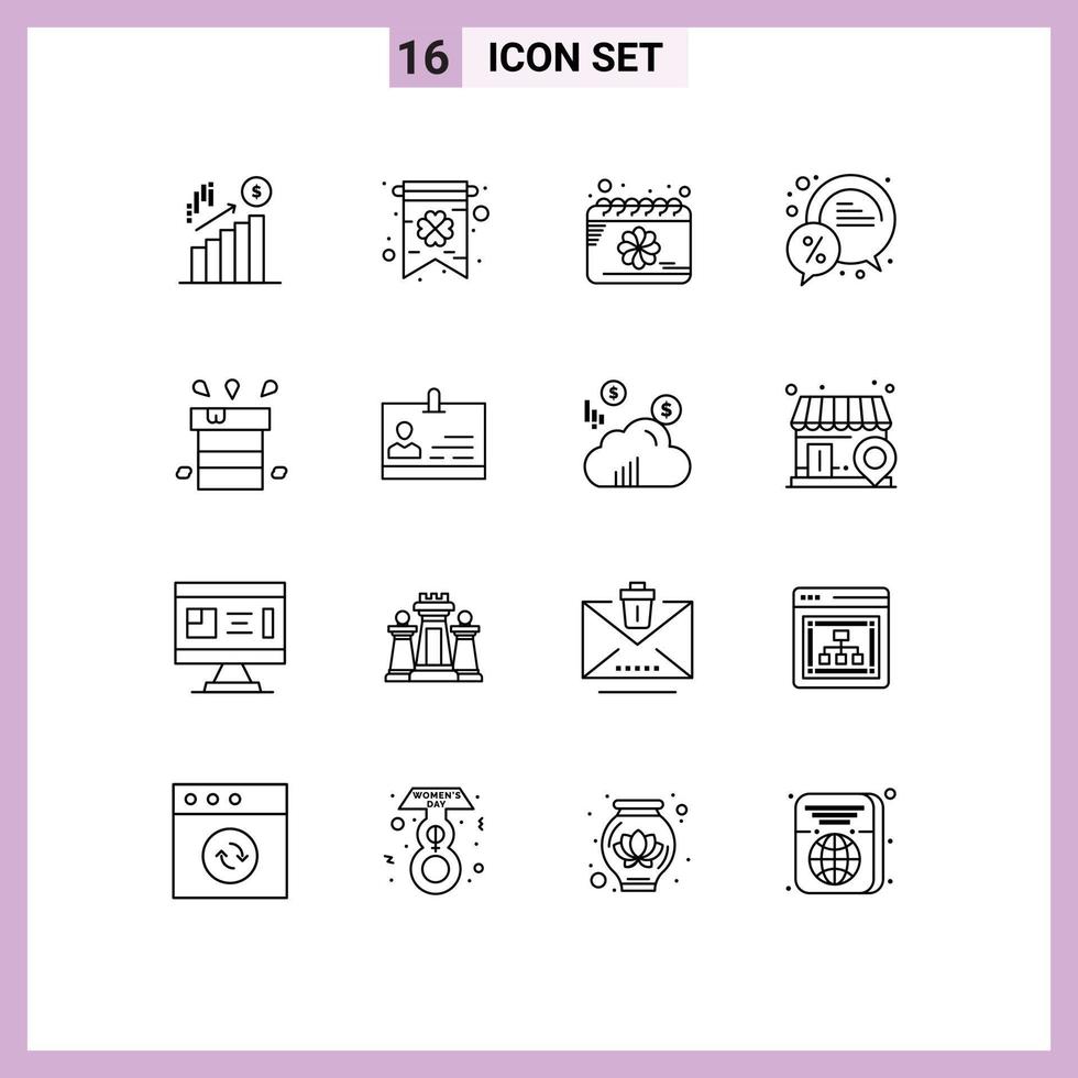 16 icônes créatives signes et symboles modernes de date de vente à sec pour cent chat éléments de conception vectoriels modifiables vecteur