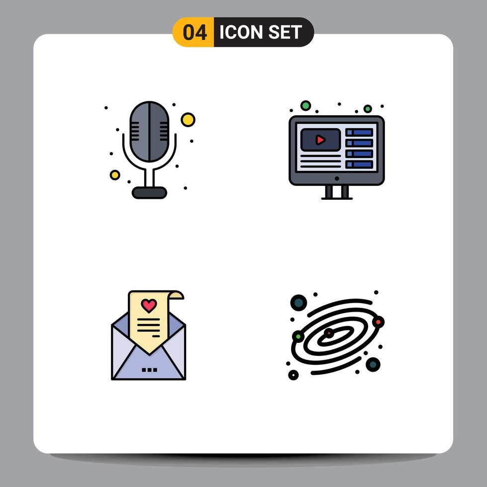 4 interface utilisateur pack de couleurs plates remplies de signes et symboles modernes de conception de proposition électronique astronomie en direct éléments de conception vectoriels modifiables vecteur