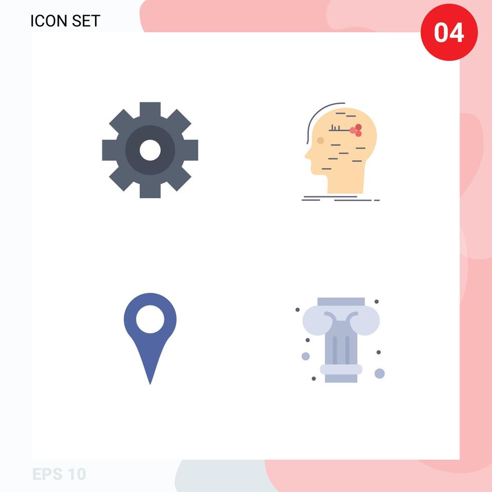 ensemble moderne de 4 icônes et symboles plats tels que la définition de la géolocalisation piratage multimédia carte éléments de conception vectoriels modifiables vecteur
