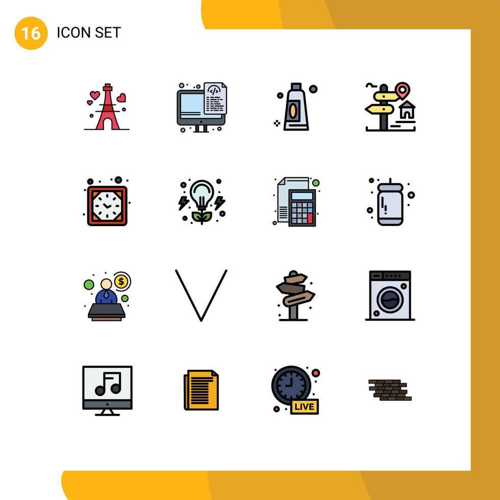 16 interface utilisateur pack de lignes remplies de couleurs plates de signes et symboles modernes de minuterie maison crème signe immobilier éléments de conception vectoriels créatifs modifiables vecteur