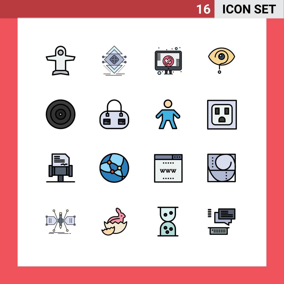 16 icônes créatives signes et symboles modernes de l'écran d'exclamation de la structure de l'oeil de la marque cœur éléments de conception vectoriels créatifs modifiables vecteur
