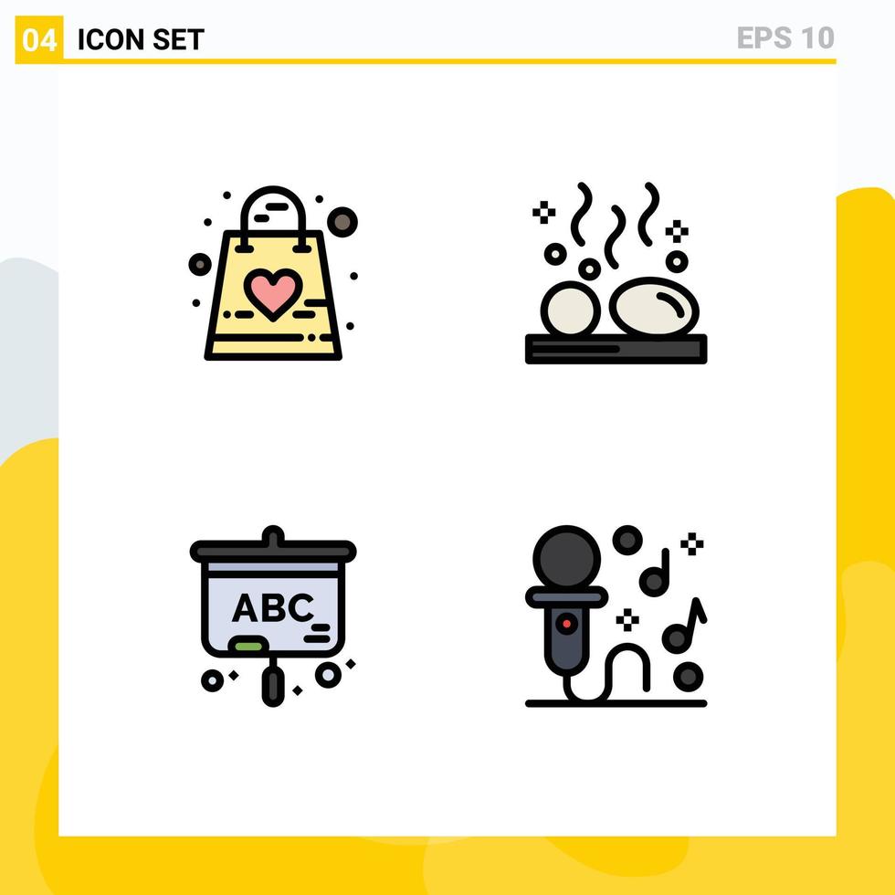 4 interface utilisateur pack de couleurs plates remplies de signes et symboles modernes d'éléments de conception vectoriels modifiables à écran chaud pour bébé bien-être enfant vecteur