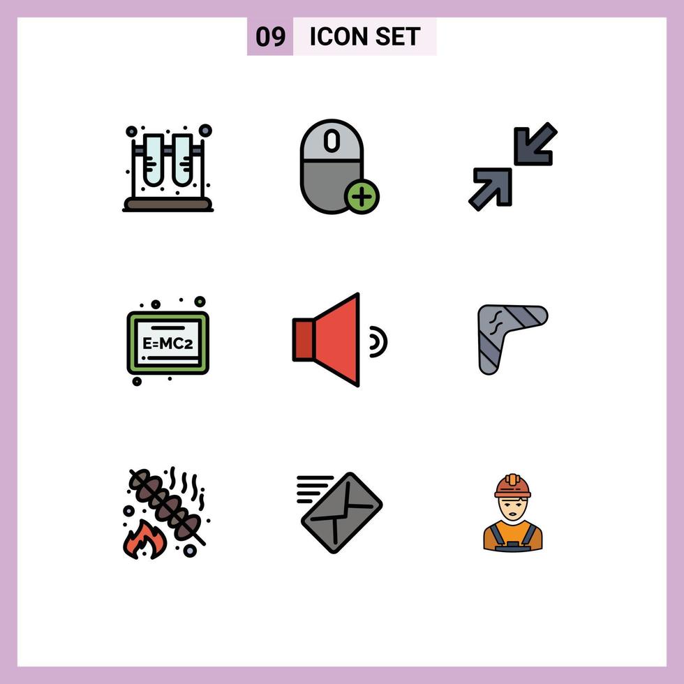 ensemble de 9 symboles d'icônes d'interface utilisateur modernes signes pour haut-parleur formule gadget éducation zoom éléments de conception vectoriels modifiables vecteur