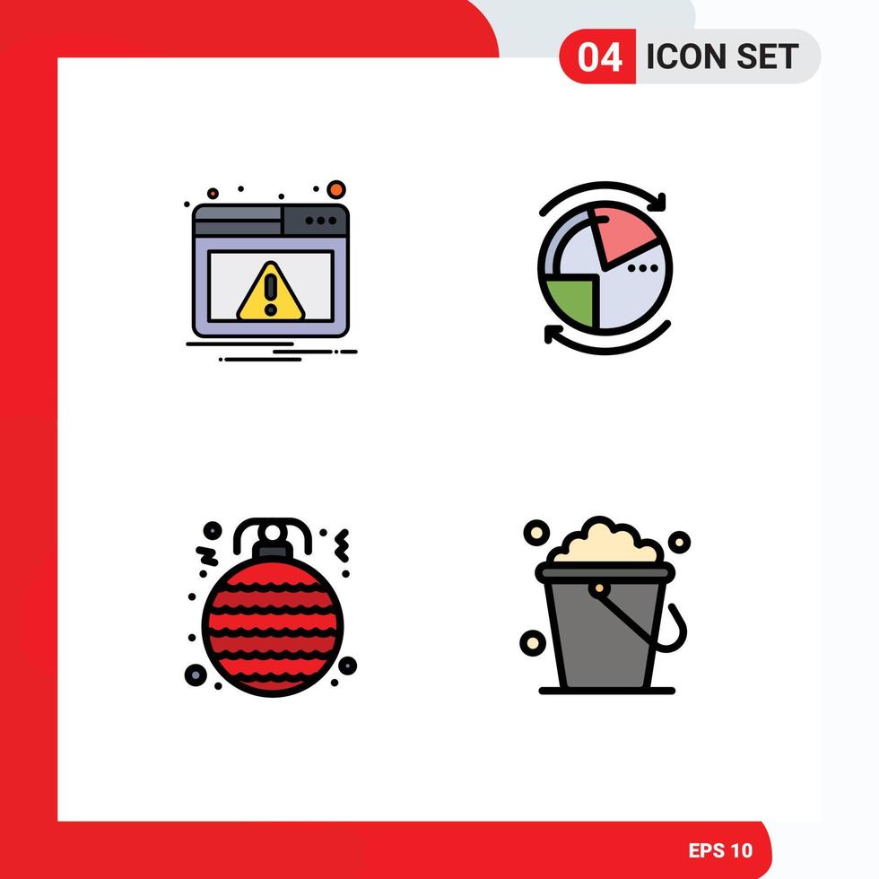 ensemble de 4 symboles d'icônes d'interface utilisateur modernes signes pour le graphique d'avertissement de boule web éléments de conception vectoriels modifiables de noël vecteur