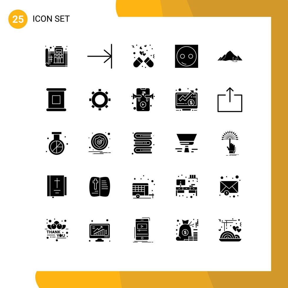 ensemble de pictogrammes de 25 glyphes solides simples d'éléments de conception vectoriels modifiables de médecine électrique de capsule électronique de matériel vecteur