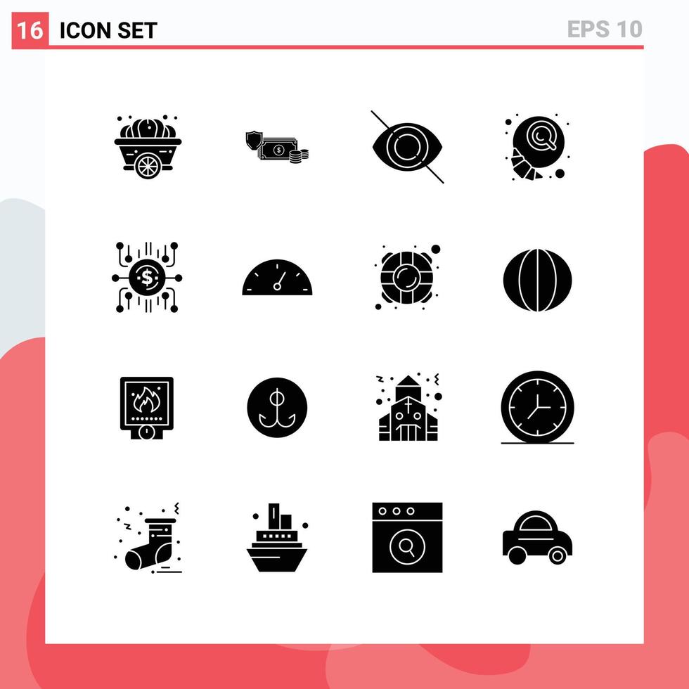 ensemble de 16 symboles d'icônes d'interface utilisateur modernes signes pour le café du matin or petit déjeuner oeil éléments de conception vectoriels modifiables vecteur