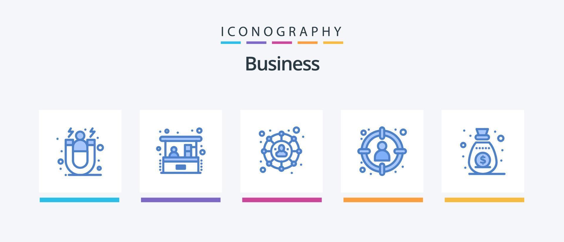 pack d'icônes business blue 5, y compris le marketing. cible. Connexions. sélectionner. diriger. conception d'icônes créatives vecteur