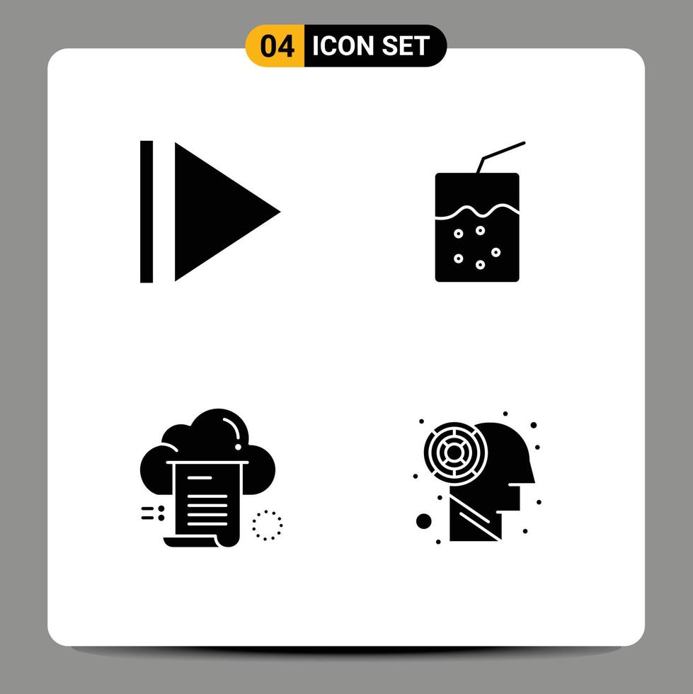 ensemble de glyphes solides universels pour les applications web et mobiles jouer labyrinthe soda document cerveau éléments de conception vectoriels modifiables vecteur