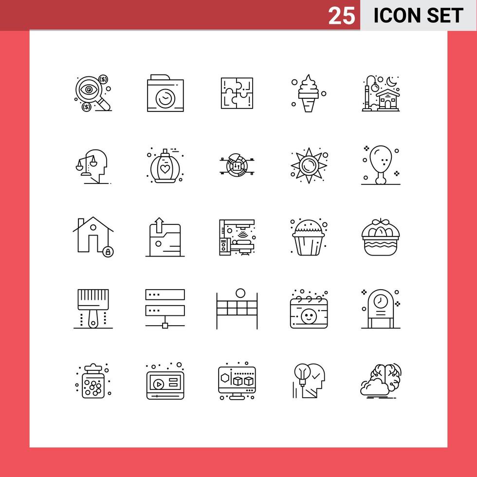 25 icônes créatives signes et symboles modernes de la crème de puzzle de nourriture d'été résolvent des éléments de conception vectoriels modifiables vecteur