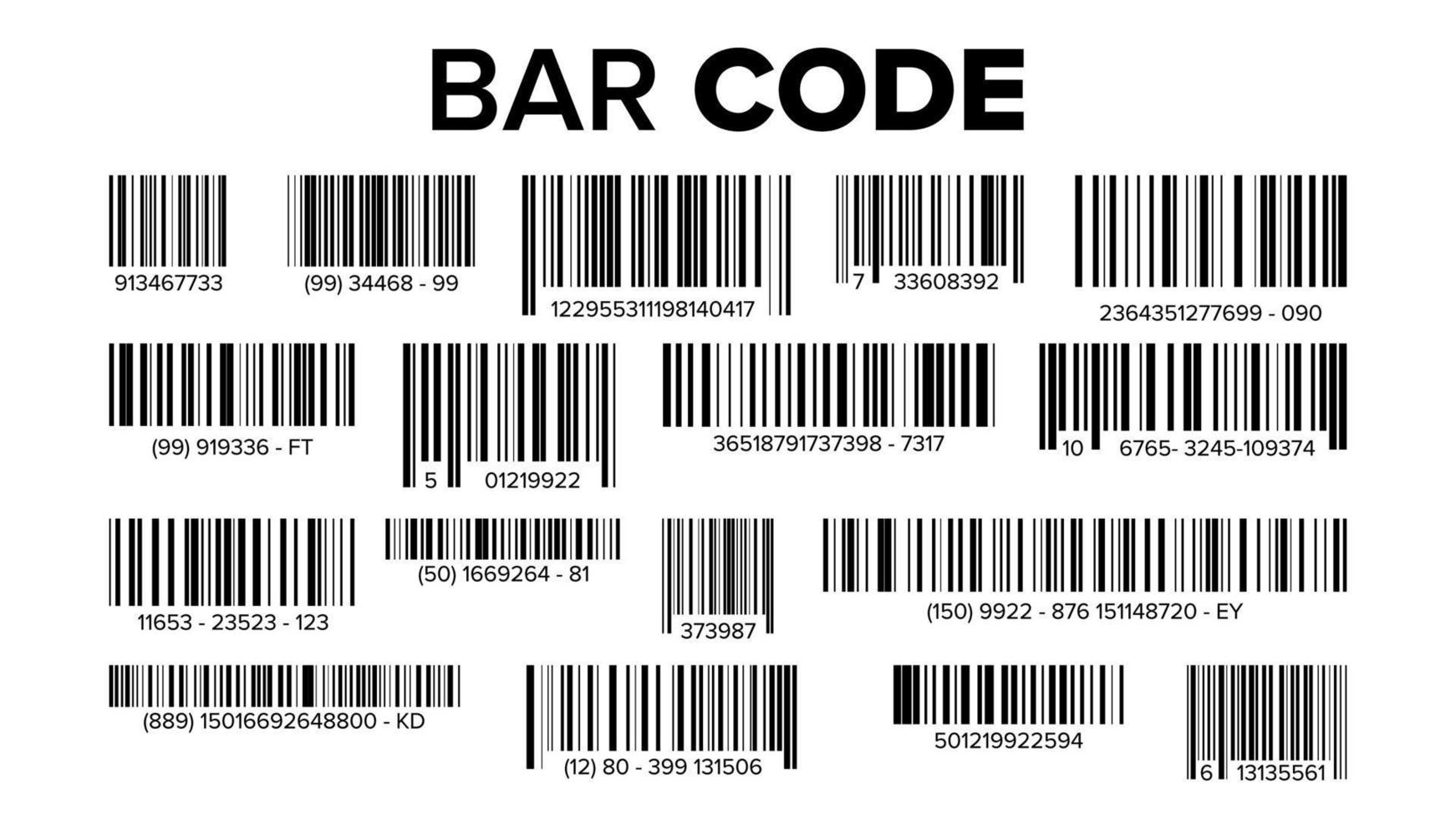 vecteur de jeu de codes à barres. code d'analyse universel du produit. illustration isolée