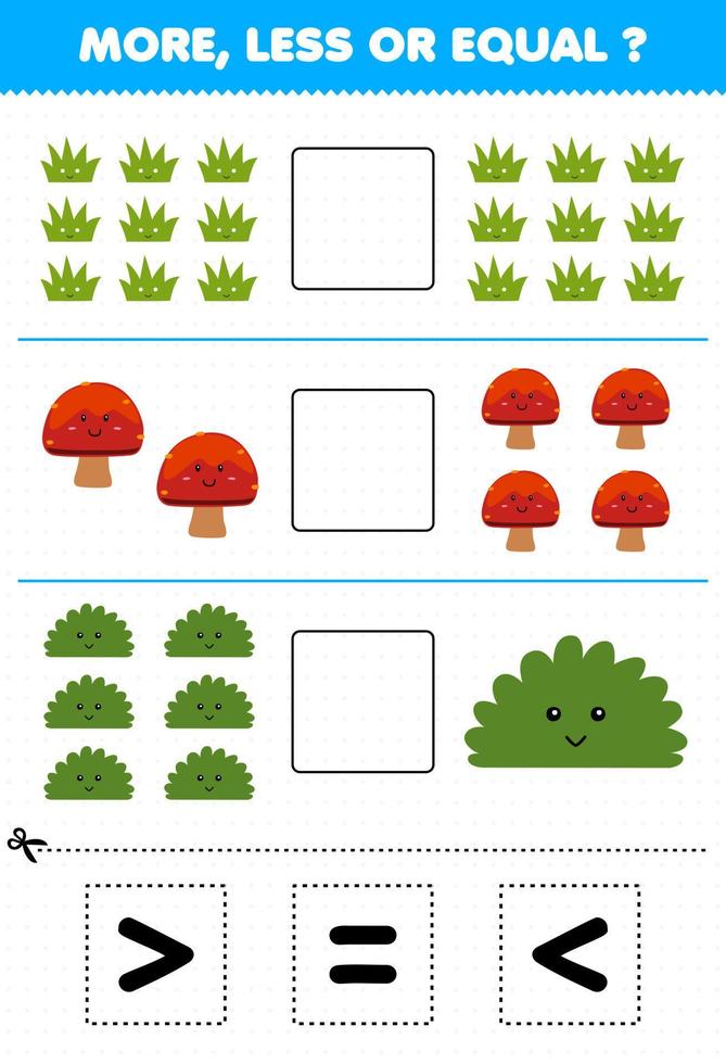 Jeu éducatif Pour Les Enfants Ajout Amusant En Comptant Et En Additionnant  La Feuille De Travail Imprimable De La Nature De La Grotte De L'empreinte  Du Sol De Champignon De Dessin Animé