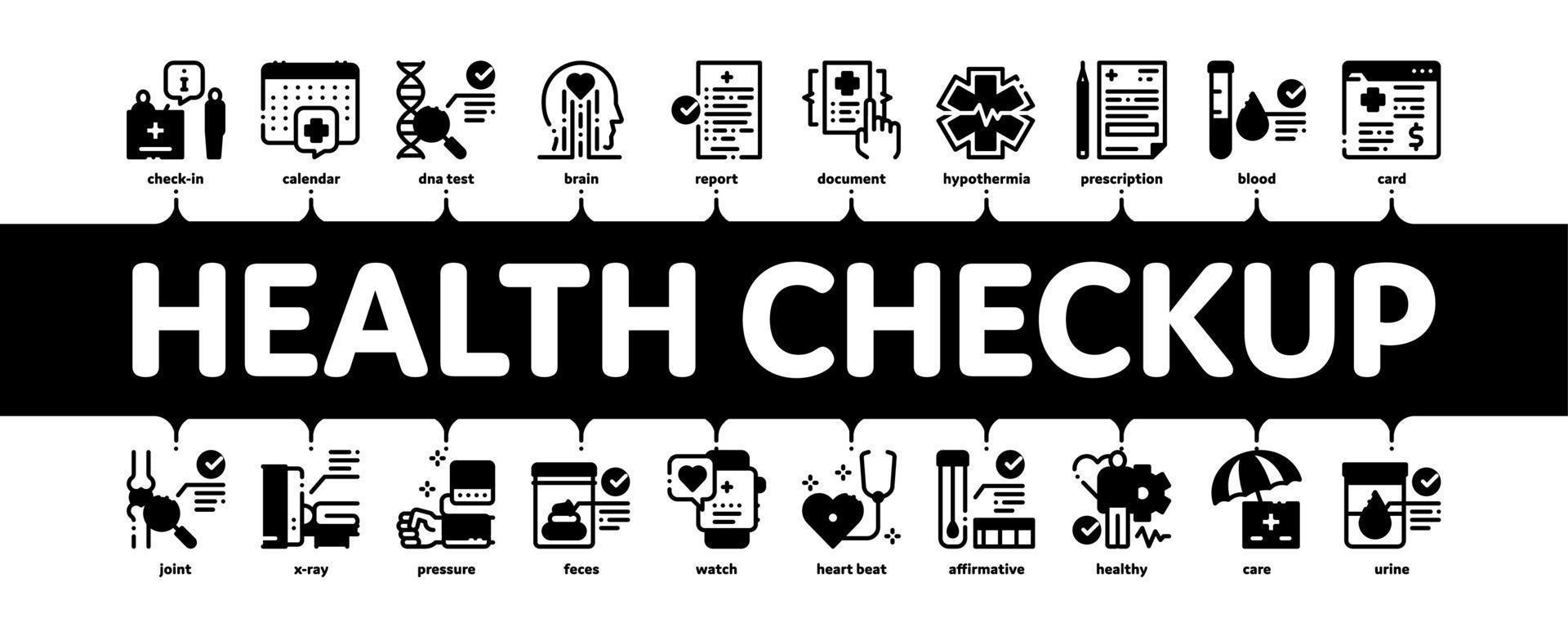 vecteur de bannière infographique minimal médical de bilan de santé