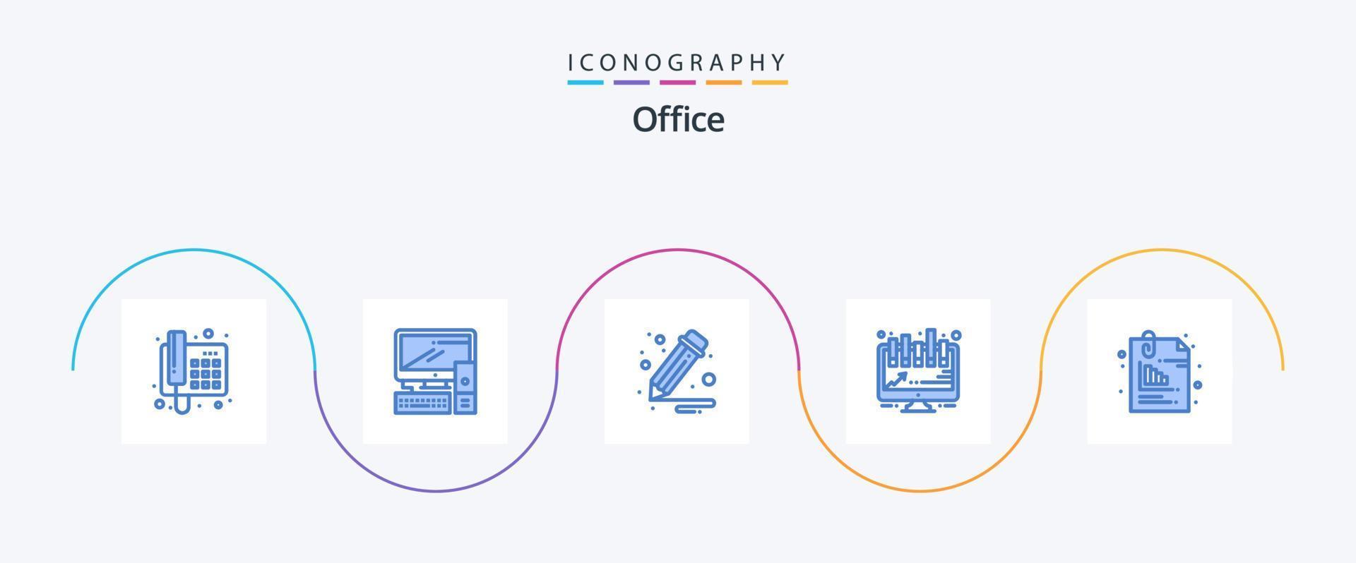 pack d'icônes de bureau bleu 5, y compris le bureau. document. Entreprise. pièce jointe. planche vecteur