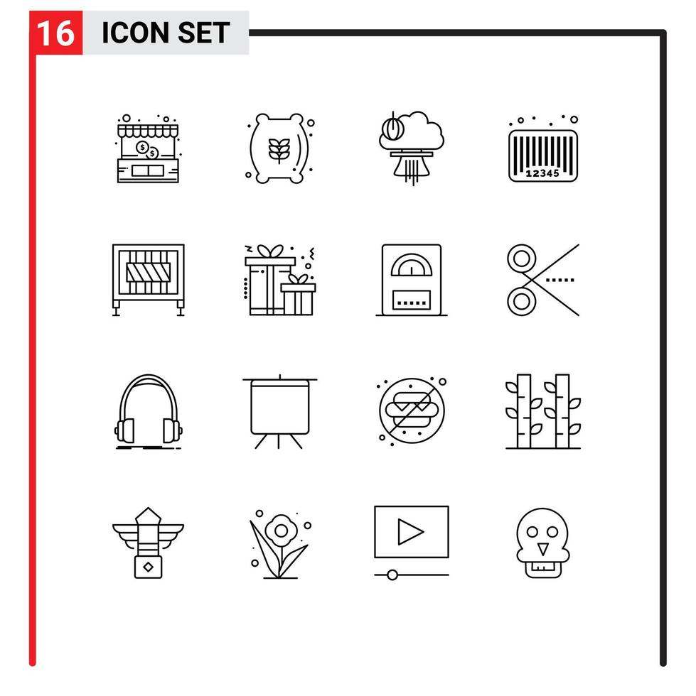 16 concept de contour pour les sites Web mobiles et les applications code à barres code à barres bombe bar guerre éléments de conception vectoriels modifiables vecteur