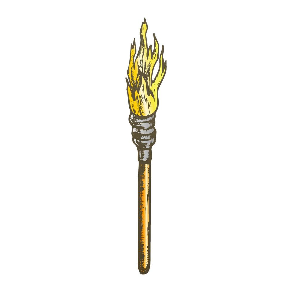 torche bâton en bois décoratif avec vecteur de couleur de feu