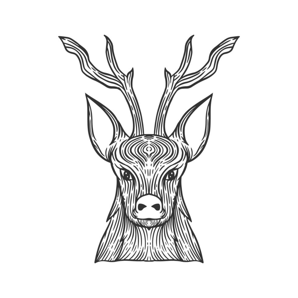 tête de cerf dessin au trait illustration vecteur