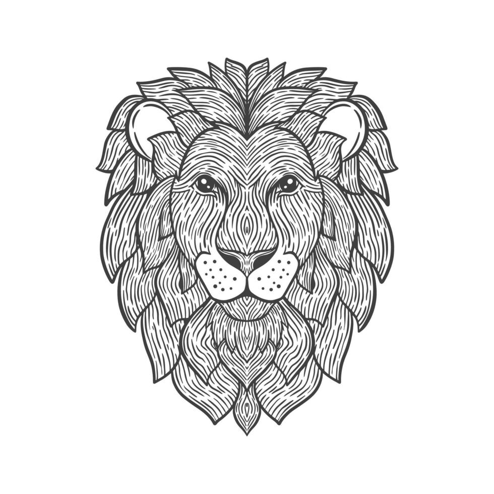 illustration d'art en ligne tête de lion vecteur