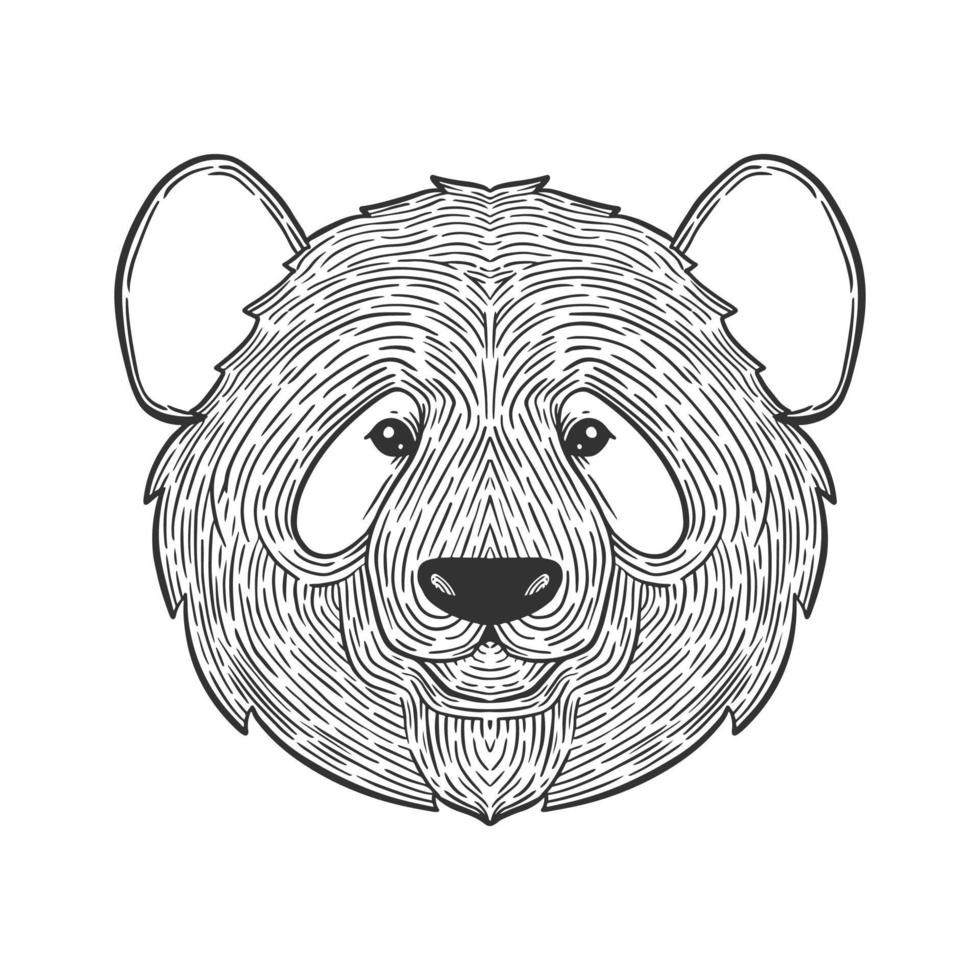 illustration d'art en ligne tête de panda vecteur