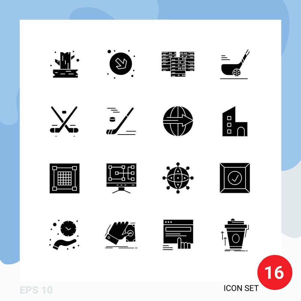 pack de 16 glyphes solides créatifs du canada balle centrale courte golf éléments de conception vectoriels modifiables vecteur