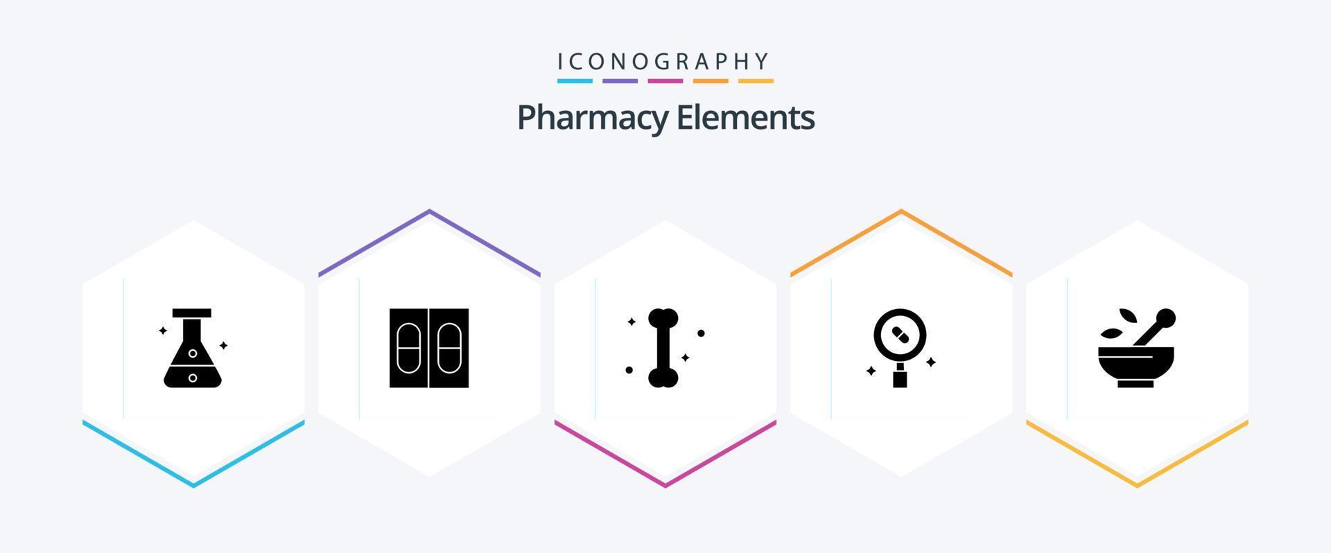 pack d'icônes de 25 glyphes d'éléments de pharmacie, y compris des pilules. médical . santé . vecteur
