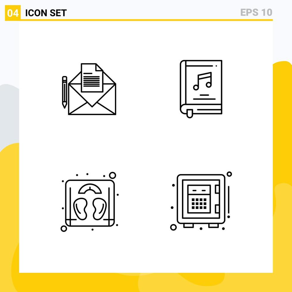 4 icônes créatives signes et symboles modernes de courrier poids lettre multimédia machine éléments de conception vectoriels modifiables vecteur