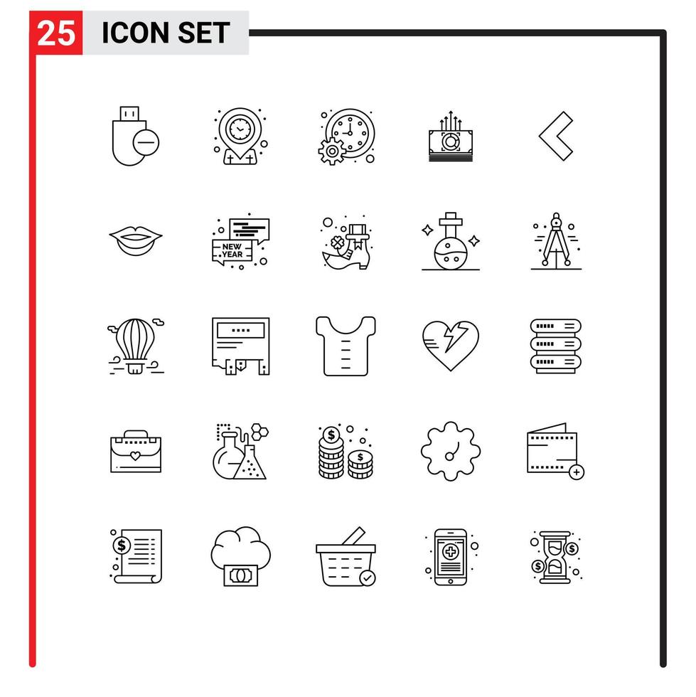 symboles d'icônes universelles groupe de 25 lignes modernes d'éléments de conception vectoriels modifiables de calendrier de temps d'argent de transfert vecteur