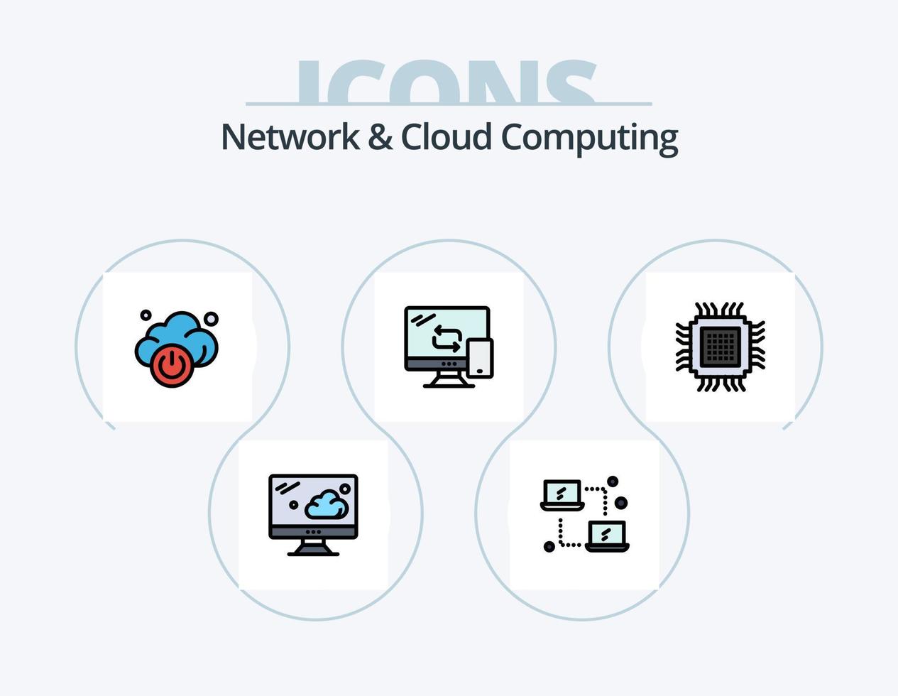 pack d'icônes remplies de ligne de réseau et de cloud computing 5 conception d'icônes. . La technologie. technologie d'erreur. lien. La technologie vecteur