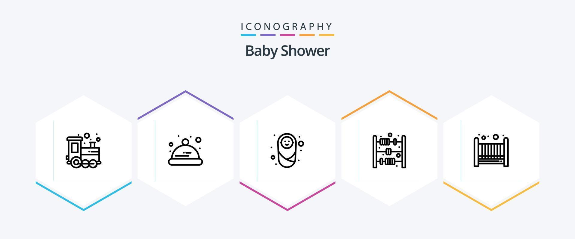 pack d'icônes de 25 lignes de douche de bébé, y compris. mal. enfant. de bébé. de bébé vecteur