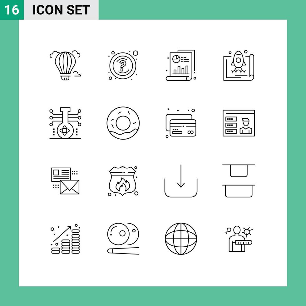 ensemble moderne de 16 contours et symboles tels que la chimie marketing démarrage médical entrepreneur éléments de conception vectoriels modifiables vecteur