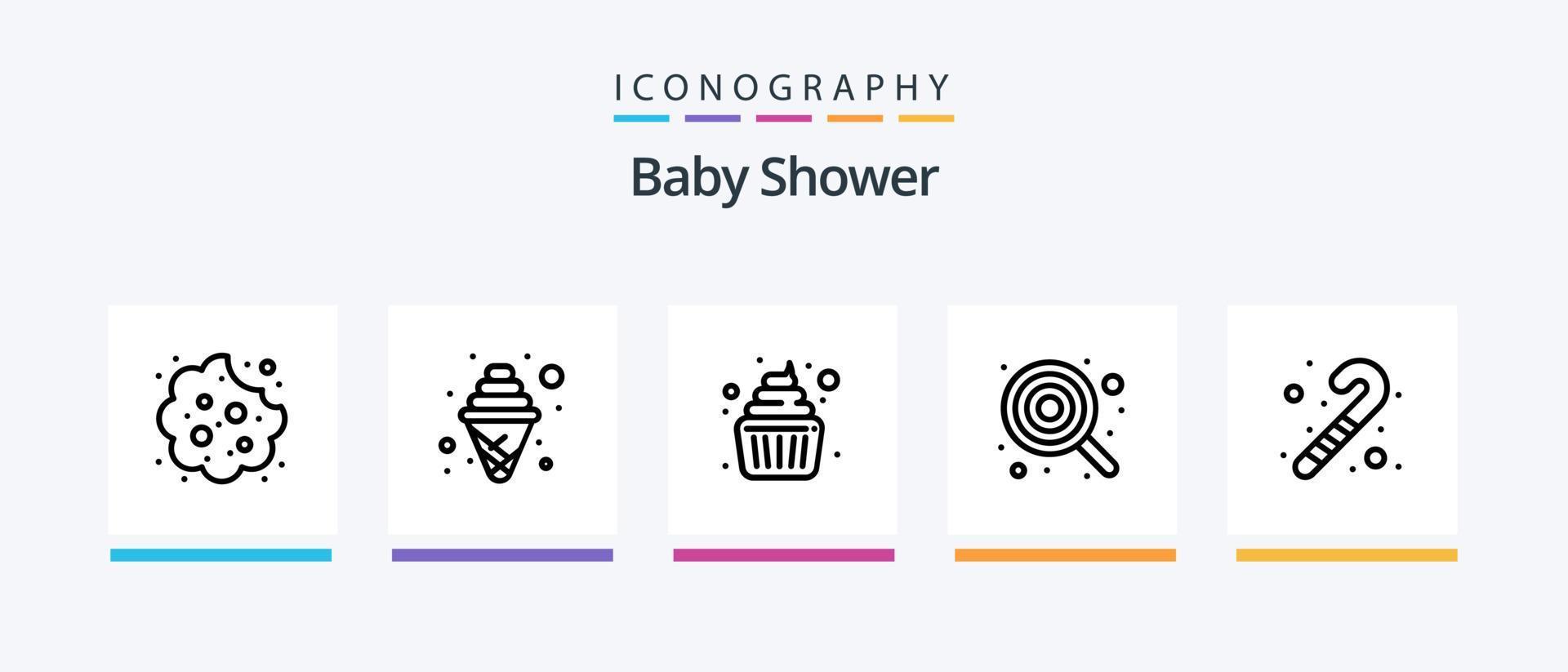 pack d'icônes de la ligne de douche de bébé 5, y compris bébé. canard de douche. de bébé. canard. bébé. conception d'icônes créatives vecteur