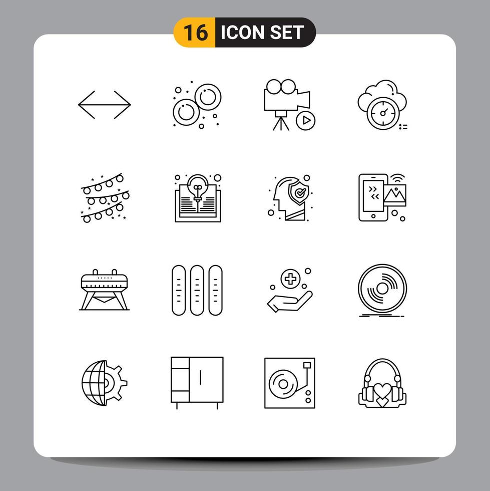 ensemble de 16 symboles d'icônes d'interface utilisateur modernes signes pour bruants minuterie caméra temps vidéo éléments de conception vectoriels modifiables vecteur