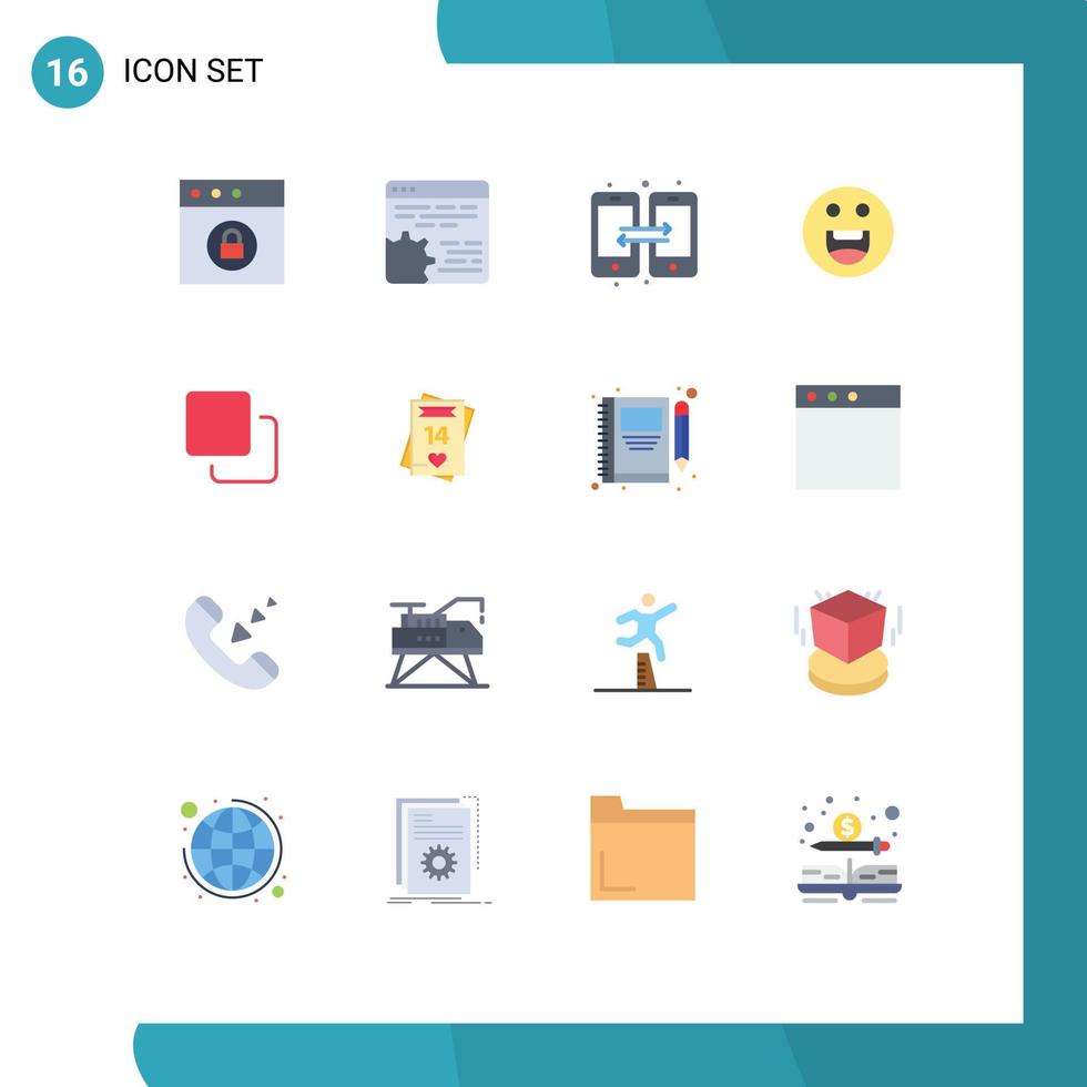 groupe de 16 signes et symboles de couleurs plates pour quadruple quatre connexions motivation emojis pack modifiable d'éléments de conception de vecteur créatif