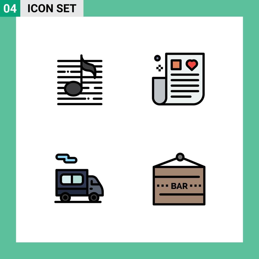 4 interface utilisateur pack de couleurs plates remplies de signes et symboles modernes de nœuds livraison son camion de soins de santé éléments de conception vectoriels modifiables vecteur