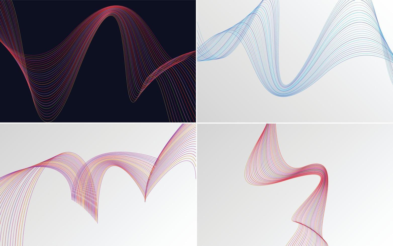 ensemble de 4 arrière-plans de lignes vectorielles pour une esthétique élégante et moderne vecteur