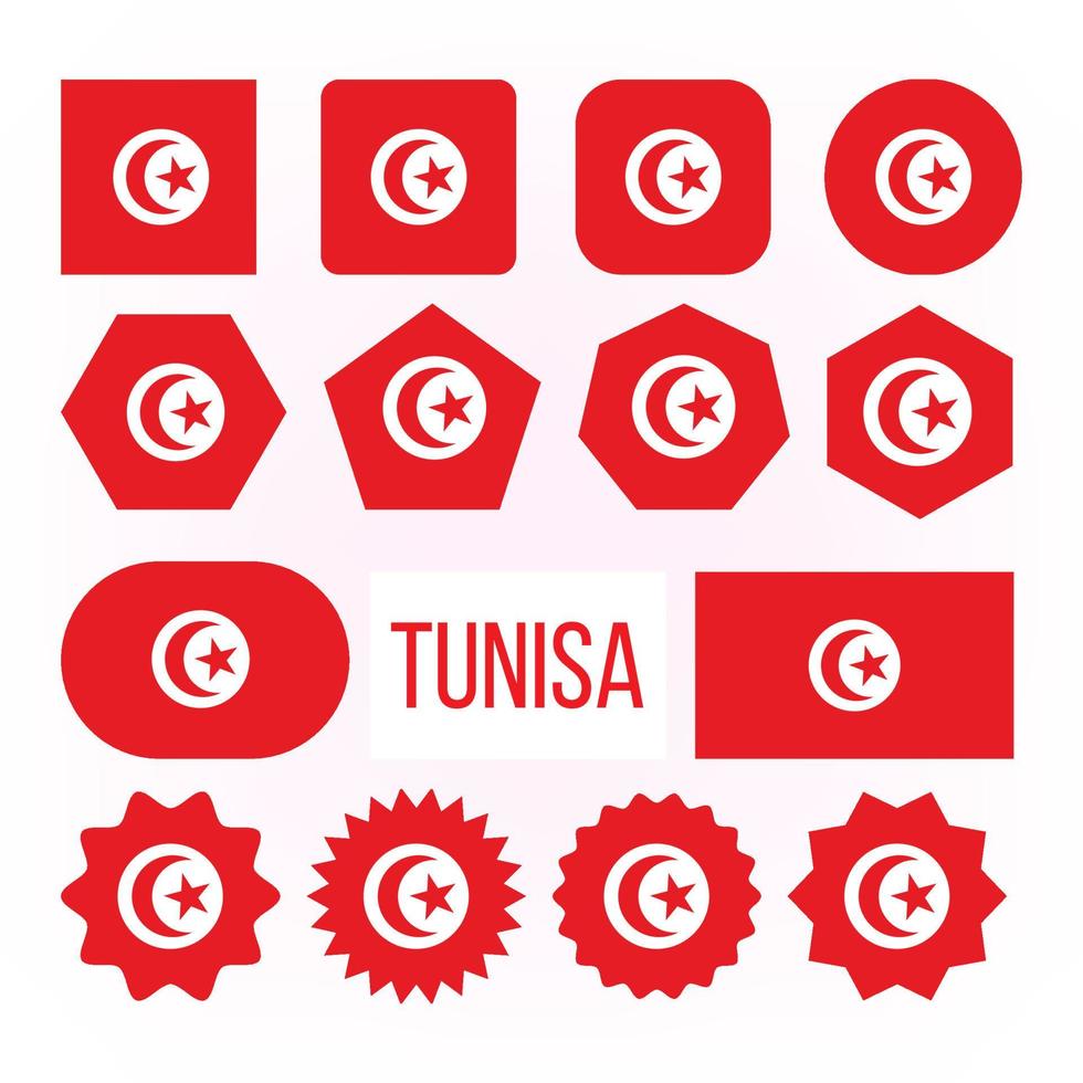 tunisie drapeau collection figure icônes ensemble vecteur